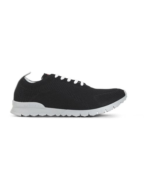 Kiton Black Lightweight Knit Sneakers for men