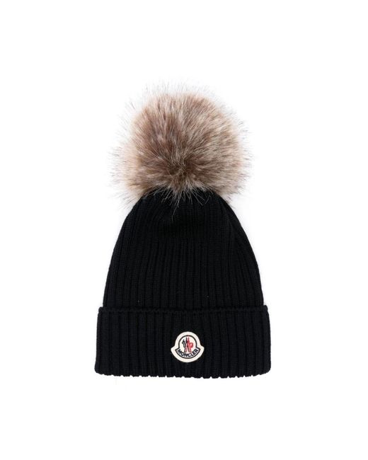 Moncler Blue Wollmütze Mit Bommel