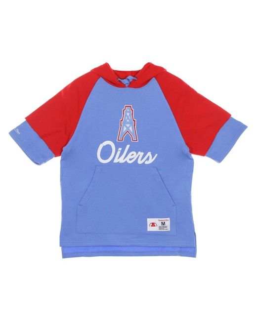 Mitchell & Ness Hoodies & Sweatvesten ,Blauw ,Katoen Houston Oilers Korte Mouw Hoodie Lichtblauw in het Blue voor heren
