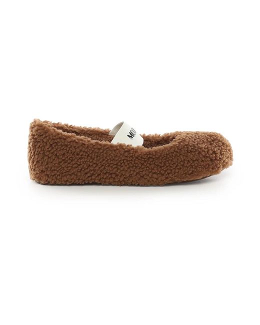 Moon Boot Shearling Ballerina's in het Brown