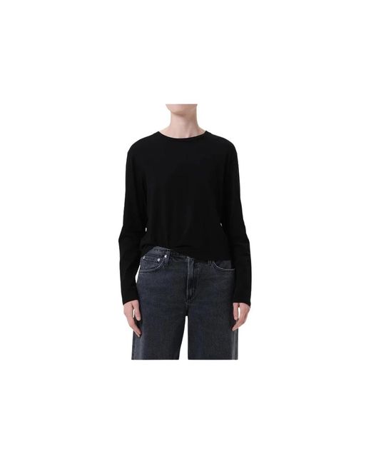 Agolde Truien & Vesten ,Zwart ,Katoen Sydney Long Sleeve Tee in het Black
