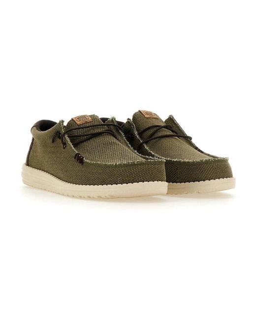 HeyDude Green Laced Shoes for men