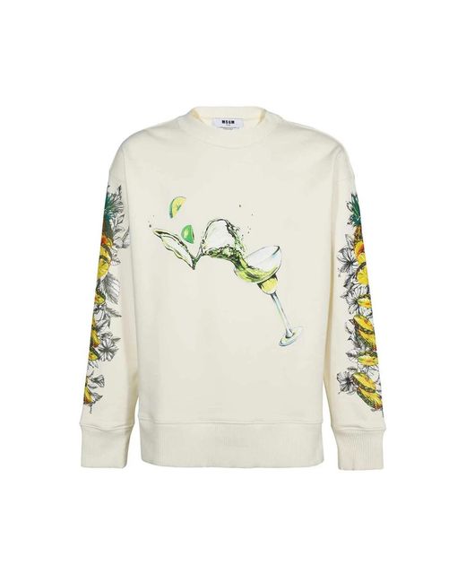 MSGM Hoodies & Sweatvesten ,Katoen Katoenen Sweatshirt Met Geribbelde Kraag in het White voor heren