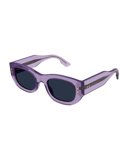 Gucci Blue Havana Geometrische Sonnenbrille