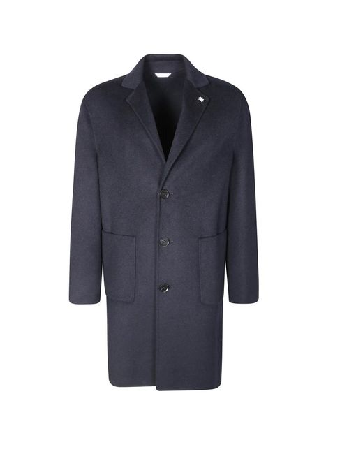 Manuel Ritz Blue Single-Breasted Coats for men