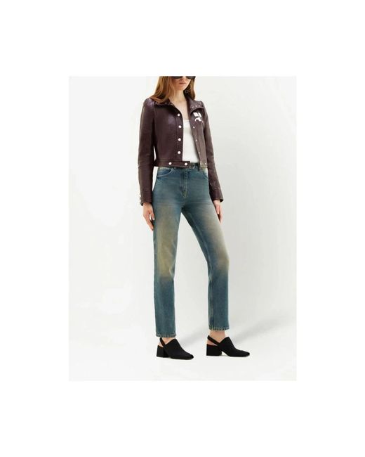 Courreges Jassen ,Paars ,Katoen Bordeaux Faux Leather Logo Patch Jas in het Purple