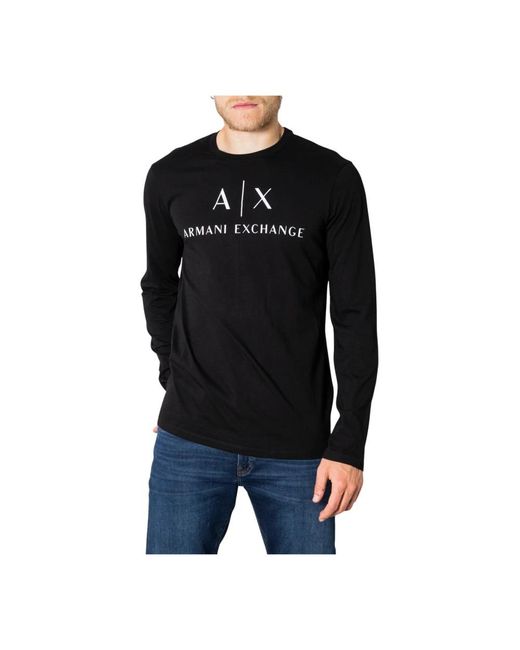 Armani Exchange Black Long Sleeve Tops for men