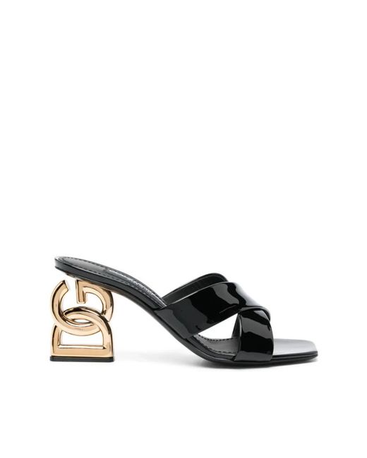 Dolce & Gabbana Black Heeled Mules