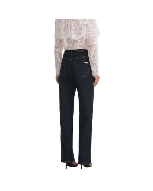Self-Portrait Jeans ,Blauw ,Katoen Elegante Donkerblauwe Flared High-Waisted Jeans in het Blue