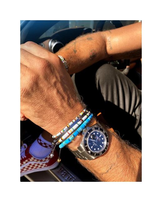 Nialaya Boho armband blaue scheibenperlen in Multicolor für Herren