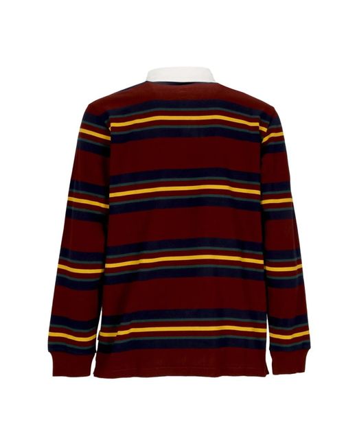 Carhartt Herenpolo Met Lange Mouwen L/S Oregon Rugbyshirt Starco Gestreept/Bordeaux in het Red voor heren