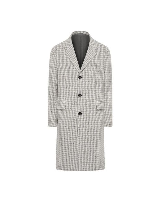 Kiton Jassen ,Grijs ,Wol Houndstooth Cashmere Blend Jas in het Gray voor heren