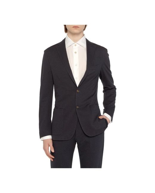 Eleventy Jassen ,Blauw ,Katoen Rechtgesneden Donkerblauwe Katoenen Blazer in het Black voor heren