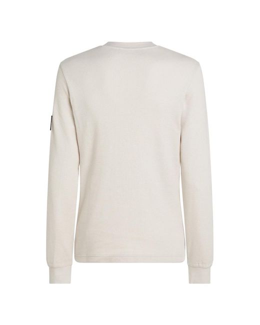 Calvin Klein White Waffle Long Sleeve Top for men