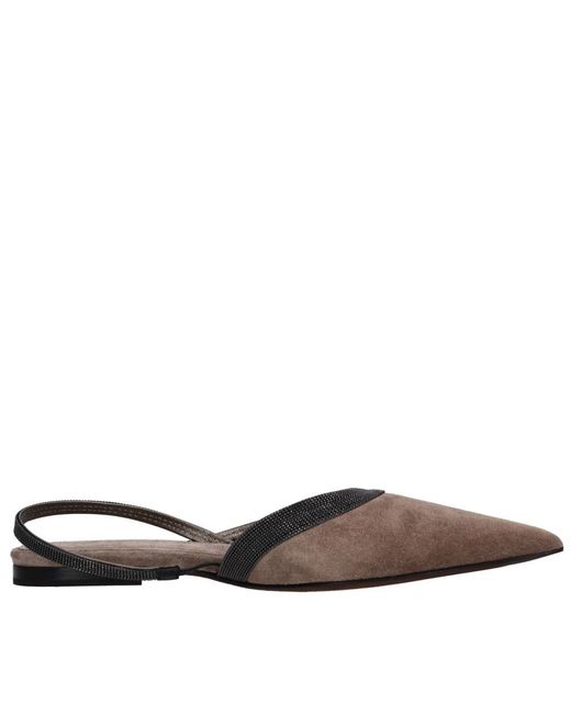 Brunello Cucinelli Brown Flache Schuhe Braun