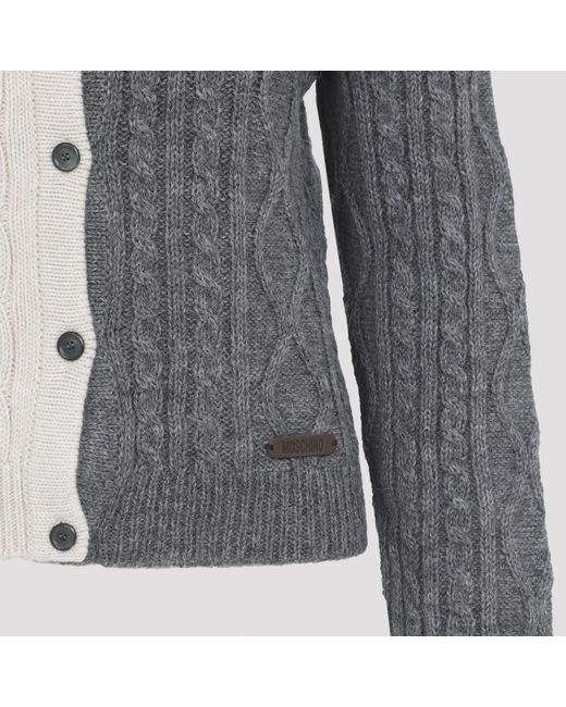 Moschino Truien & Vesten ,Veelkleurig ,Wol Bicolor Cardigan in het Blue
