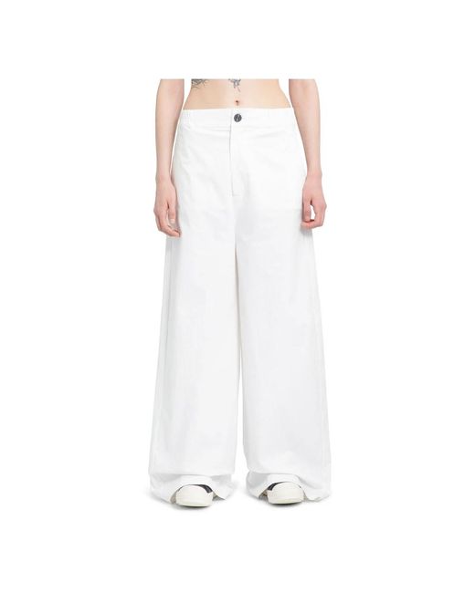 Pantalones pierna ancha algodón blanco Thom Krom de color White