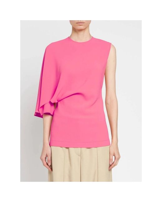 Stella McCartney Overhemden ,Roze ,Asymmetrische Top Met Één Schouder in het Pink