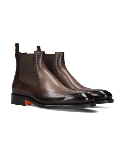 Santoni Brown Chelsea Boots for men