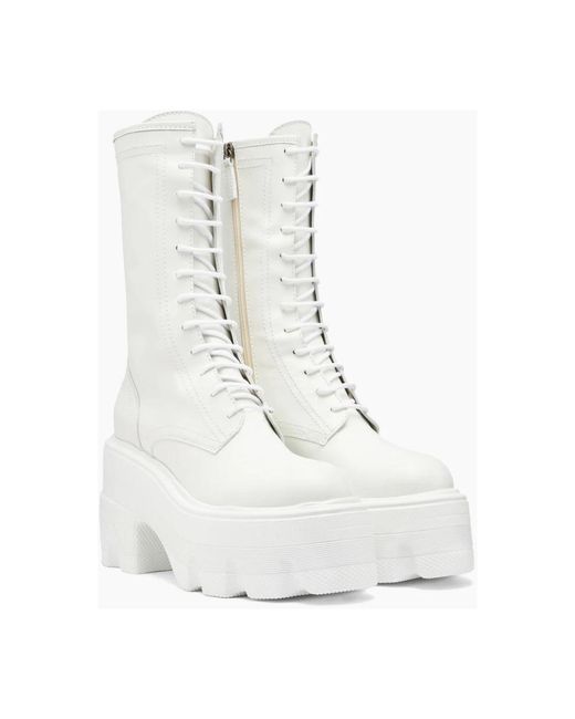 Casadei White Lace-Up Boots