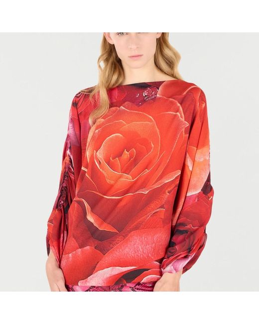 Roberto Cavalli Red Long Sleeve T-Shirts