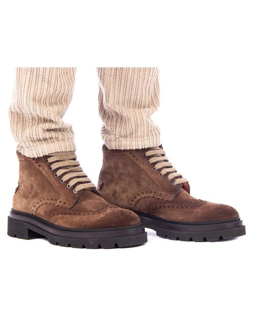 Santoni Brown Lace-Up Boots for men
