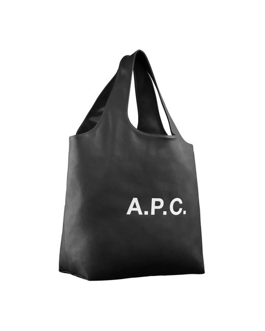 A.P.C. Black Schwarze recycelte leder tote tasche