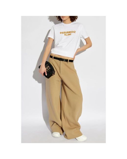 Wide Trousers di DSquared² in Natural