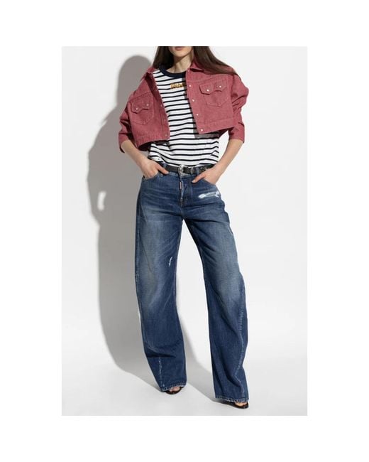 DSquared² Oversized Denim Jacket in het Red
