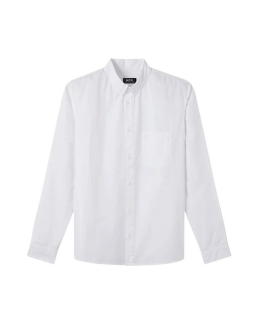 A.P.C. Rechtvallend Overhemd in het White voor heren