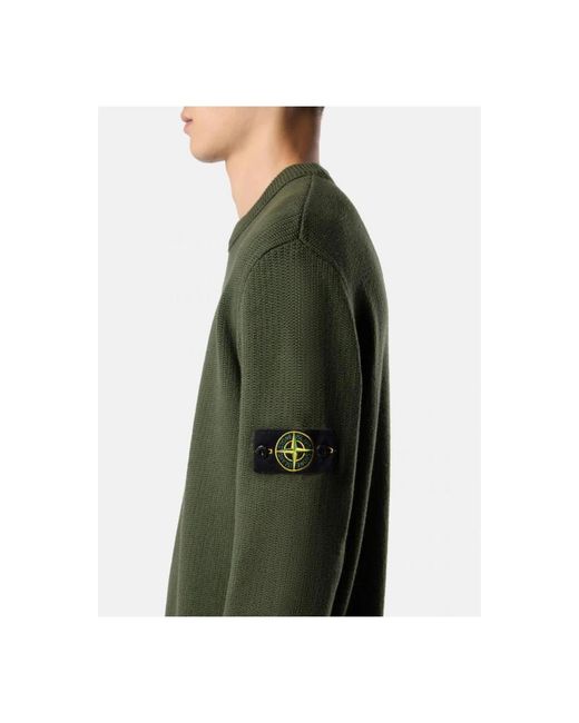 Stone Island Green Round-Neck Knitwear for men