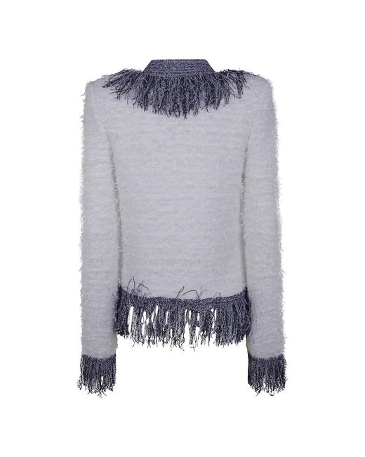 Tweed Jackets Balmain de color Blue