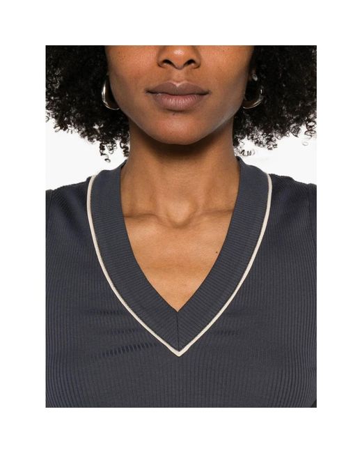 Brunello Cucinelli Blue Sleeveless Tops