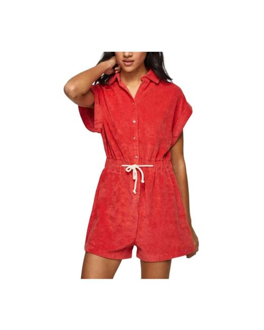 Pepe Jeans Jumpsuits & Playsuits ,Rood ,Katoen Playsuits in het Red