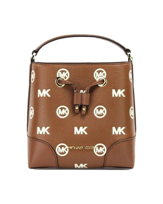 Borsa a tracolla con coulisse in pelle stampata di Michael Kors in Brown