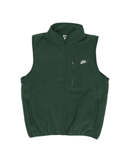 Nike Fitness ,Groen ,Polyester Sherpa Fleece Vest Met Ritssluiting in het Green voor heren