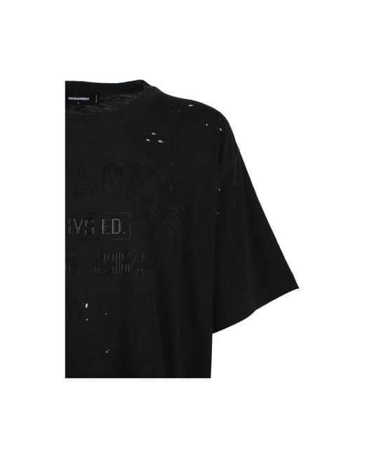 DSquared² Tops ,Zwart ,Katoen Stijlvol Zwart T-Shirt Met Logo Detail in het Black voor heren