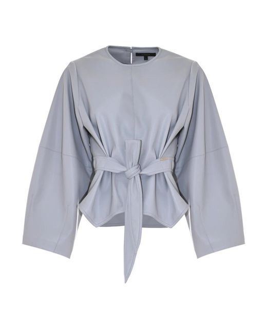 Kocca Overhemden ,Grijs ,Stijlvolle Losse Blouse Met Bijpassende Riem in het Blue