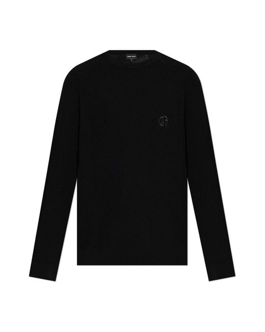 Giorgio Armani Wollpullover mit gesticktem logo in Black für Herren