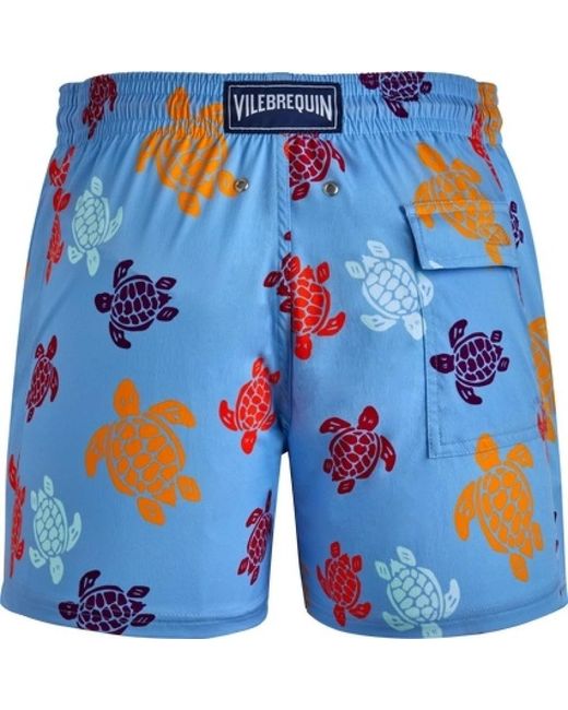 Vilebrequin Blue Stretch Swim Shorts Tortues Multicolores for men