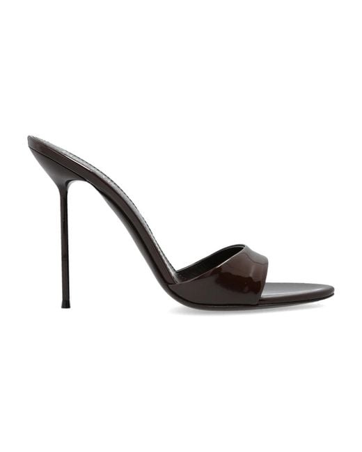 Paris Texas Black Heeled Mules