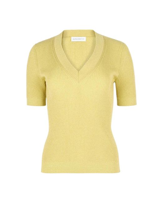Nina Ricci Yellow V-Neck Knitwear