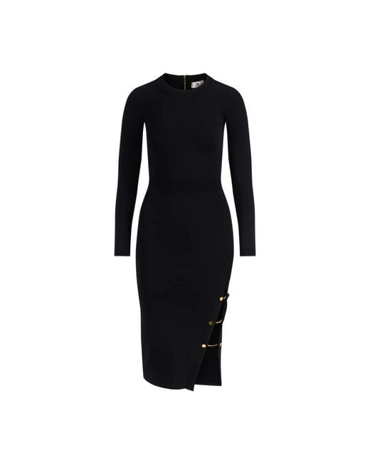 Knitted Dresses Elisabetta Franchi de color Black