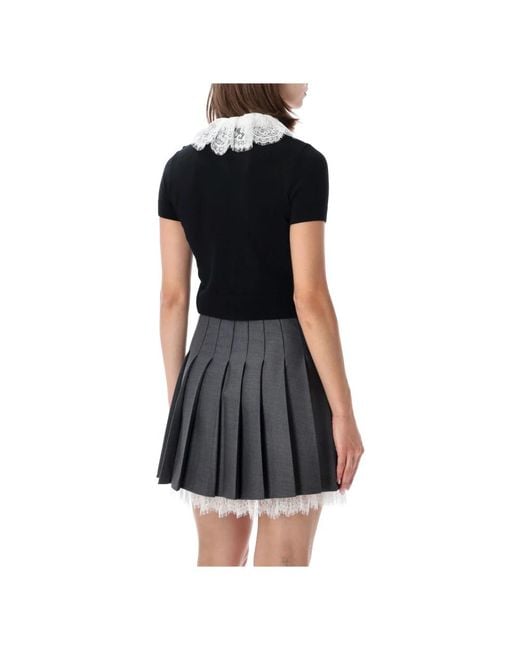 Self-Portrait Black Lace Detail Knit Top