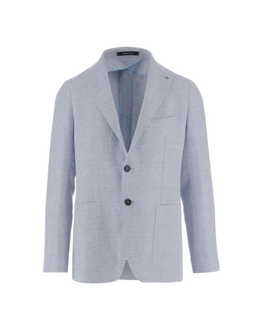 Tagliatore Jassen ,Blauw ,Linnen Single-Breasted Jas in het Blue voor heren