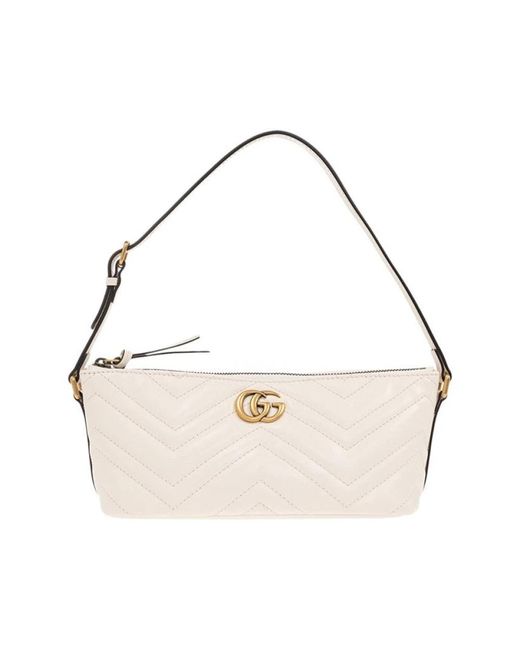 Gucci Natural Gg Marmont Chevron Schultertasche Mit Steppmuster