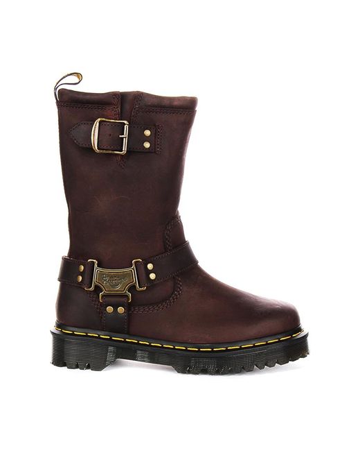 Dr. Martens Anistone Hi Tumbled Nubuck Biker Laarzen in het Brown
