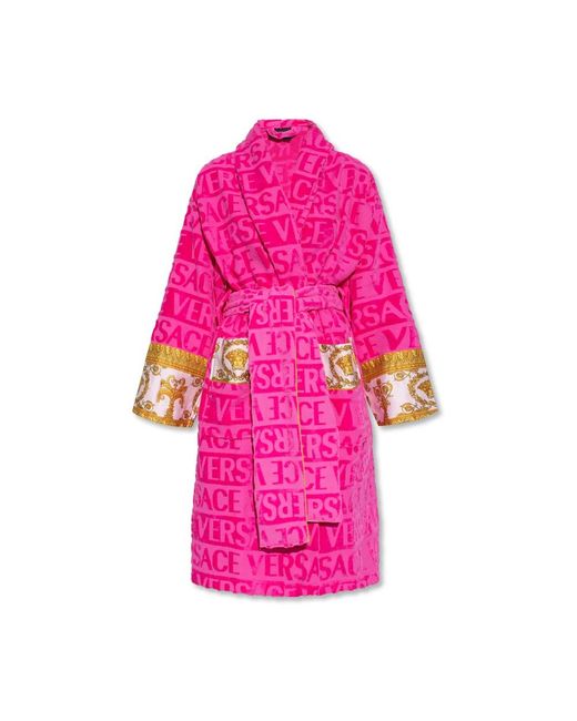 Versace Gestreepte Badjas in het Pink