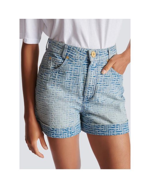 Shorts > denim shorts Balmain en coloris Blue