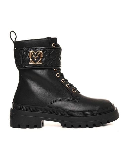 Love Moschino Black Lace-Up Boots